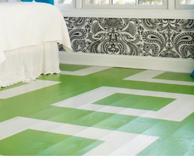 Green paint on wood floors looks great