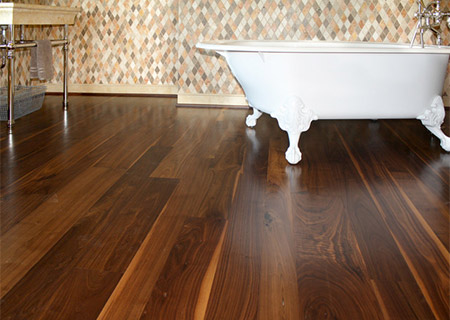 Walnut being used on a bathroom floor